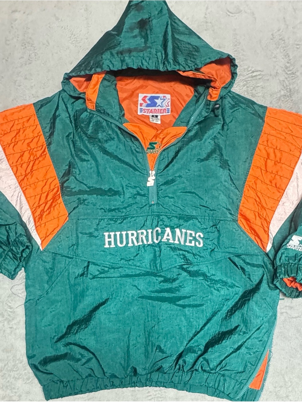 Vintage 90’s Miami Hurricanes Light Pullover Starter Jacket Size Large